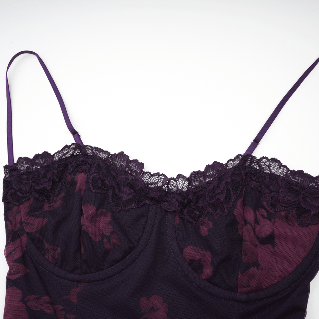 Róisín purple floral-print midi dress