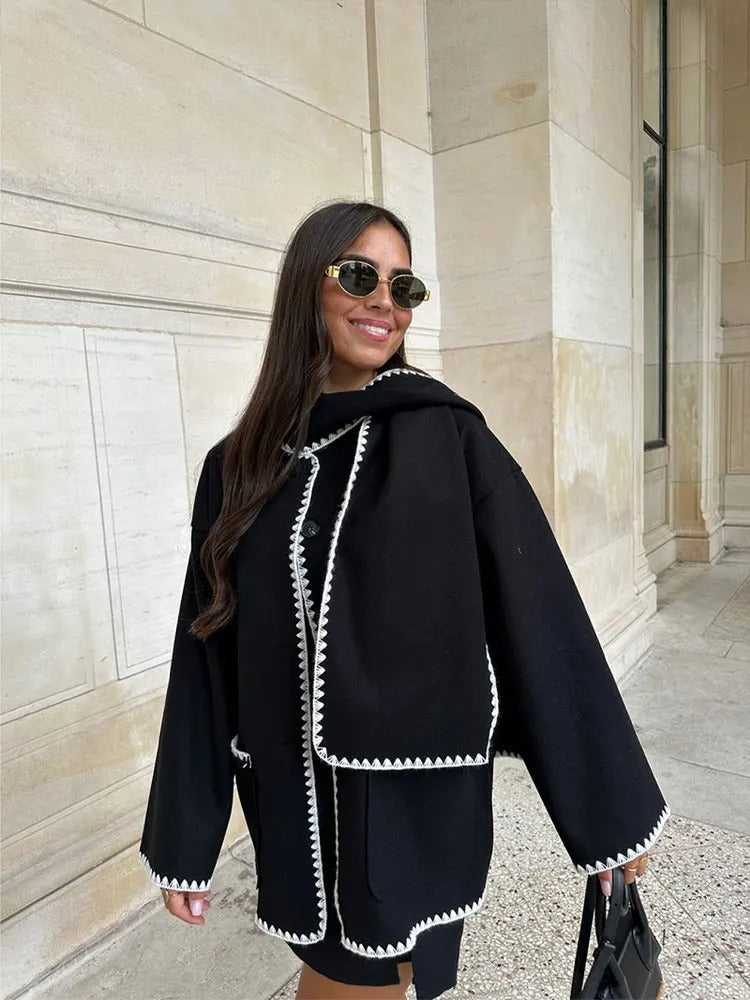 Tems I Luxe Wollen Jas met Sjaal