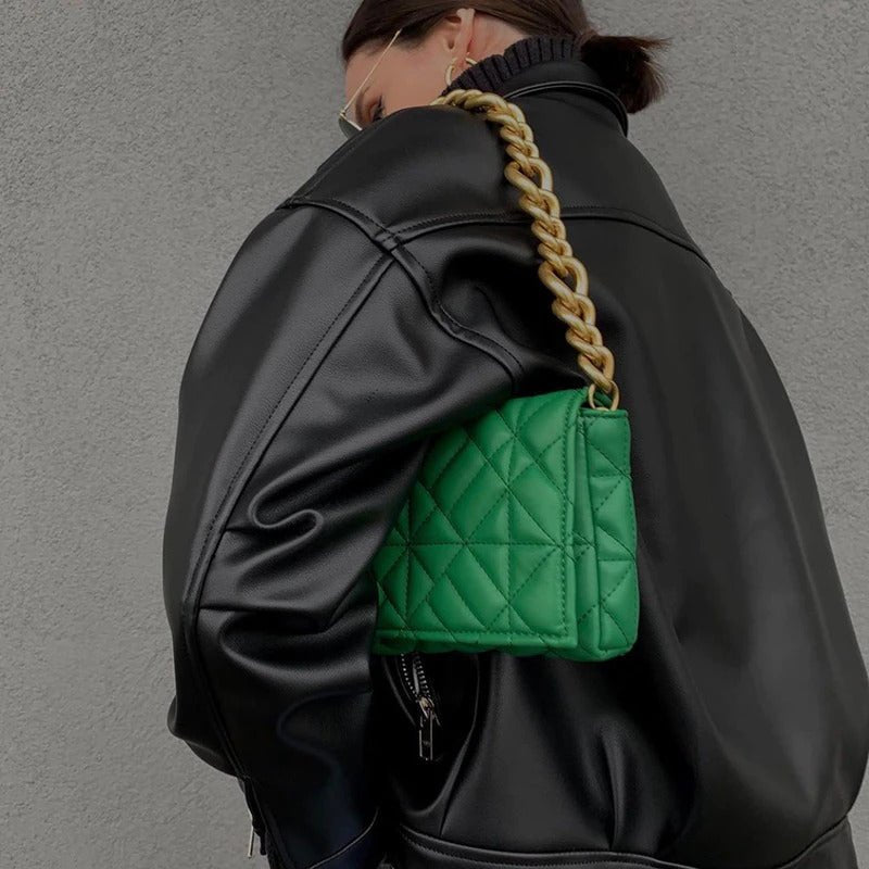 Macey | Groene Vegan Leren Chain Bag
